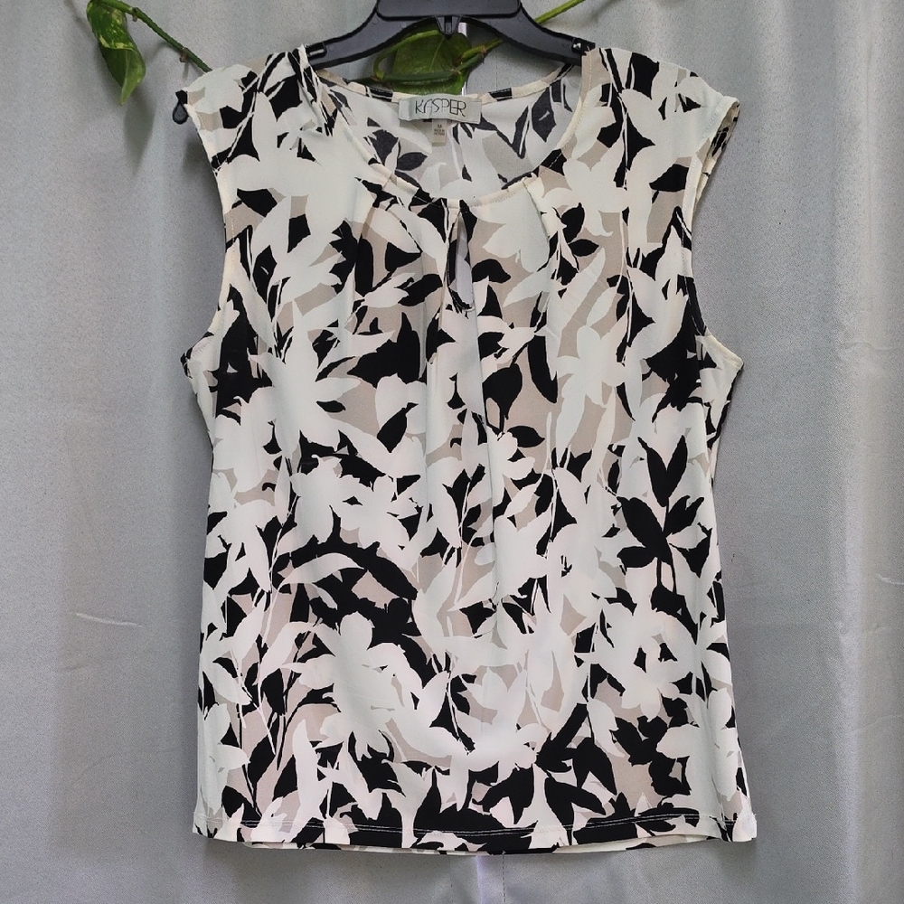 Kasper Women's Monochrome Abstract Blouse